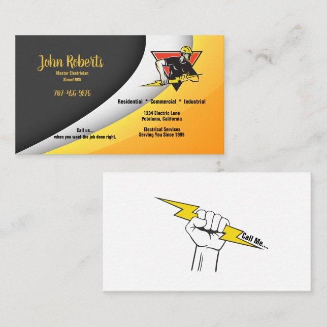 Master Electrician Electrical  Business Card (Front/Back)