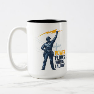 Master Electrician Gift - Heroic Lightning Two-Tone Coffee Mug