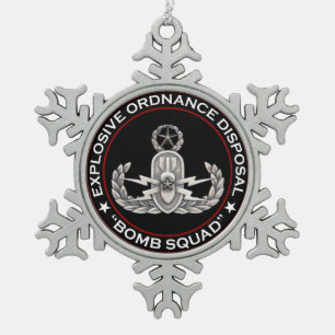 Master EOD Bomb Squad Snowflake Pewter Christmas Ornament