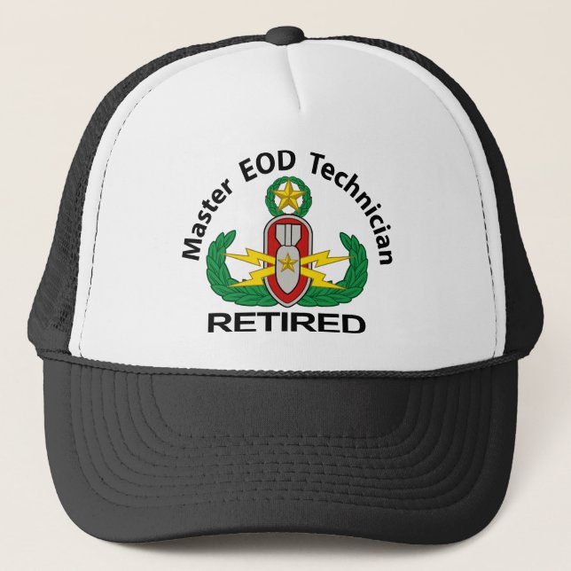 Master EOD in colour Retired Trucker Hat (Front)