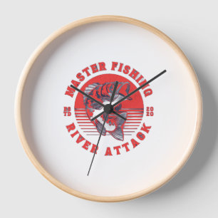 Master Fishing River Attack Vintage Angler Wall Clock