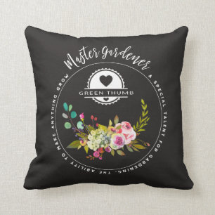 Master Gardener, Gardening Gifts. Green Thumb Cushion