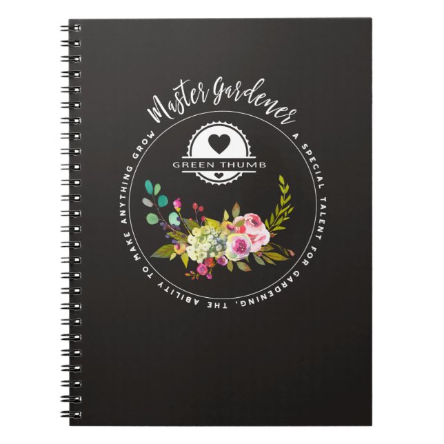 Master Gardener, Gardening Gifts. Green Thumb Notebook (Front)