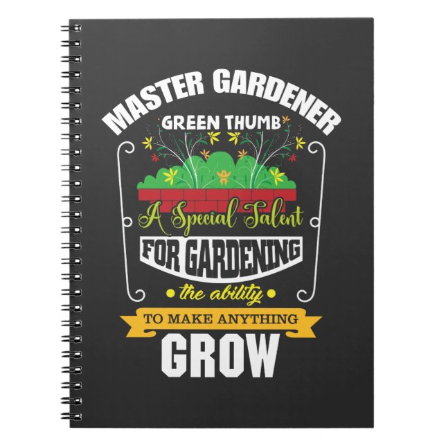 Master Gardener Green Thumb Plant Flower Notebook (Front)