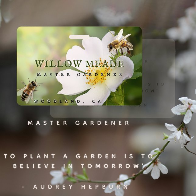 Master Gardener ID Badge with Flower and Bees (Creator Uploaded)