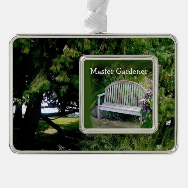 Master Gardener in all of nature's greenery Silver Plated Framed Ornament (Front)