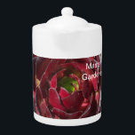 Master Gardener Red Succulent Photo Landscaper<br><div class="desc">This "Master Gardener" teapot features a nature photo of a coastal succulent.  This plant features a deep red,  burgundy colour.  Quickly and easily customise all text.  
Original Photo- C. McGouldrick</div>