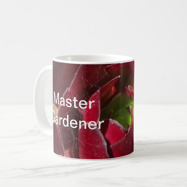 Master Gardener Red Succulent Photo Landscaper Coffee Mug (Front Left)