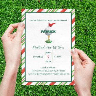 Master Golf Party Birthday First Birthday Invitation