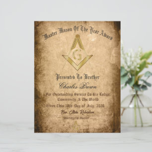 Master Mason Of The Year Certificate