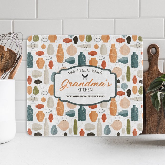 Master Meal Maker Cutting Board (Personalize this colourful glass cutting board with the name of the Master Meal Maker in your life.)