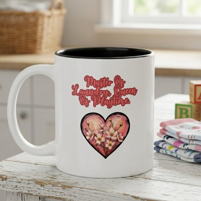 Master Of Laundry Queen Of Playtime Mum Life Two-Tone Coffee Mug (Creator Uploaded)