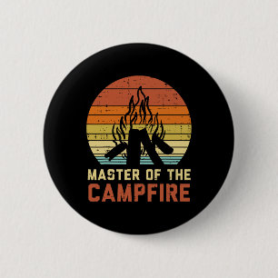 Master Of The Campfire Sunset Retro Bonfire Campin 6 Cm Round Badge