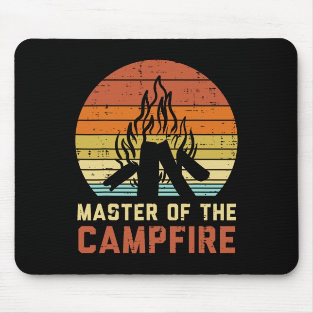 Master Of The Campfire Sunset Retro Bonfire Campin Mouse Mat (Front)