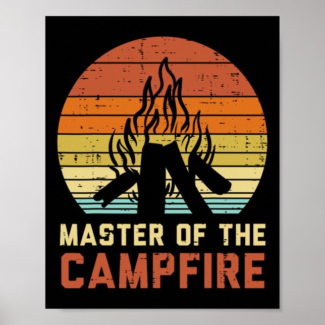 Master Of The Campfire Sunset Retro Bonfire Campin Poster (Front)