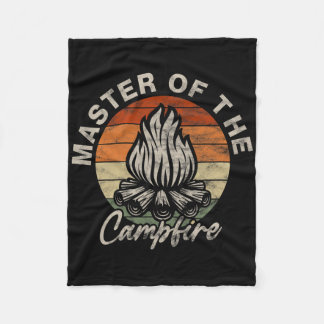 Master Of The Campfire Vintage Camping Camper Fleece Blanket