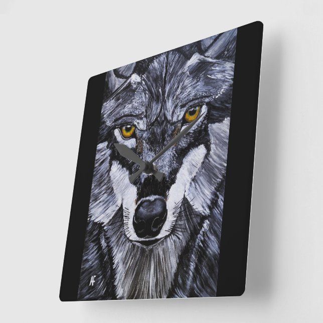 Master of the Wild Painting by Alfred Fox Square Wall Clock (Angle)