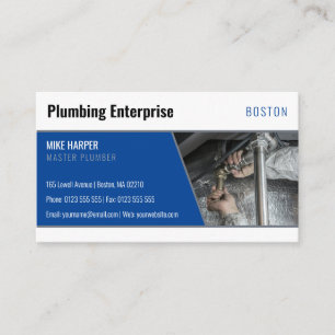 Master plumber Handy Man Silver Deep Blue Business Card