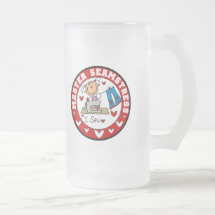 Master Seamstress Frosted Glass Beer Mug