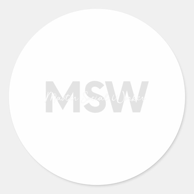 Master Social Worker Graduation  Classic Round Sticker (Front)