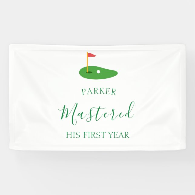 Mastered First Year One Hole In One Green Birthday Banner (Horizontal)