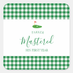 Mastered First Year One Hole In One Green Birthday Square Sticker