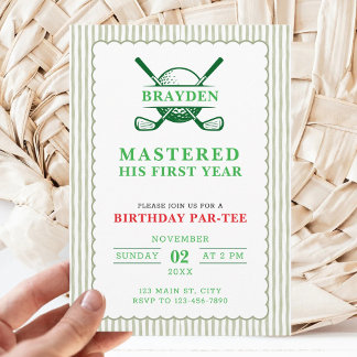Mastered His First Year Birthday Golf 1st Birthday Invitation