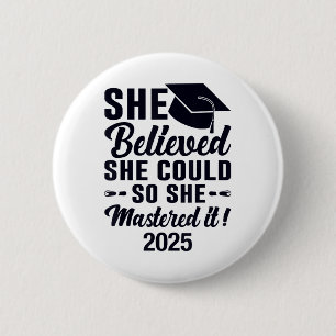 Mastered It 2025 Masters Degree Graduation Graduat 6 Cm Round Badge