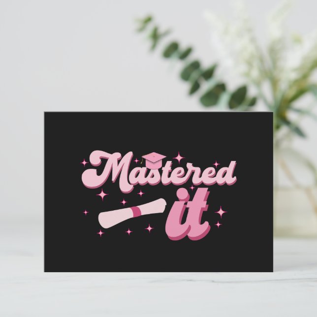 Mastered It Masters Degree Graduate MBA Graduation Thank You Card (Standing Front)