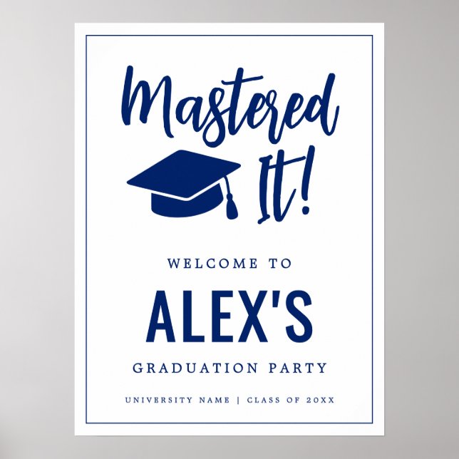 Mastered It Masters Degree Graduation Welcome  Poster (Front)