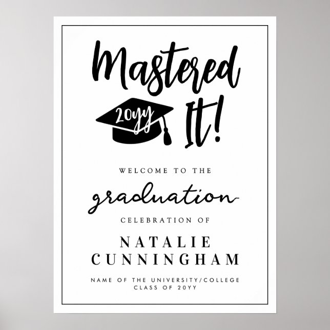 Mastered It Masters Degree Graduation Welcome Poster (Front)