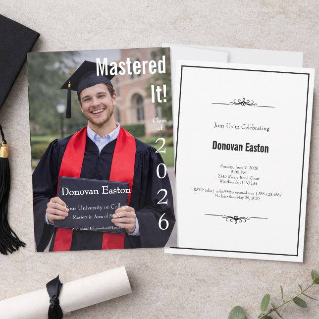 Mastered It Modern Photo Graduation Invitation (Creator Uploaded)