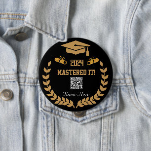 Mastered It! Personalised 2024 Graduation QR 10 Cm Round Badge
