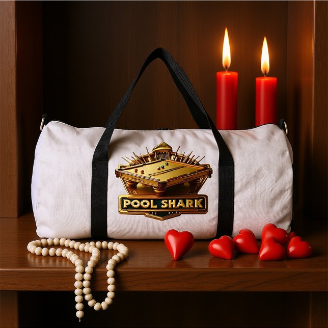 Mastering the Game: Pool Shark Logo on Pool Table Duffle Bag (Creator Uploaded)