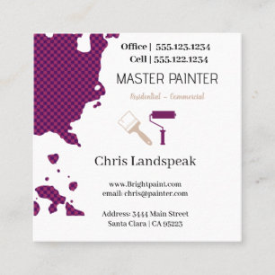 Masterpainter & Magenta Chequerboard pattern Square Business Card