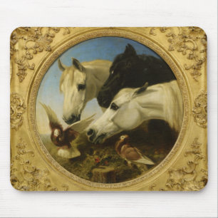 Masterpiece horse & dove painting John Herring Mouse Mat