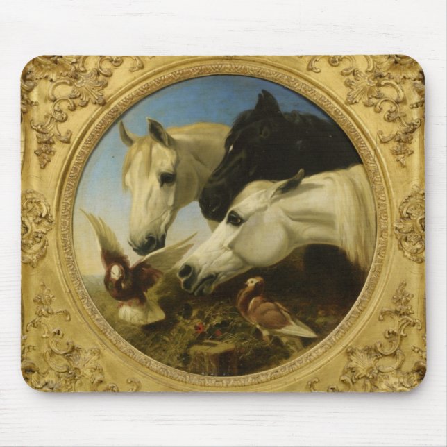 Masterpiece horse & dove painting John Herring Mouse Mat (Front)