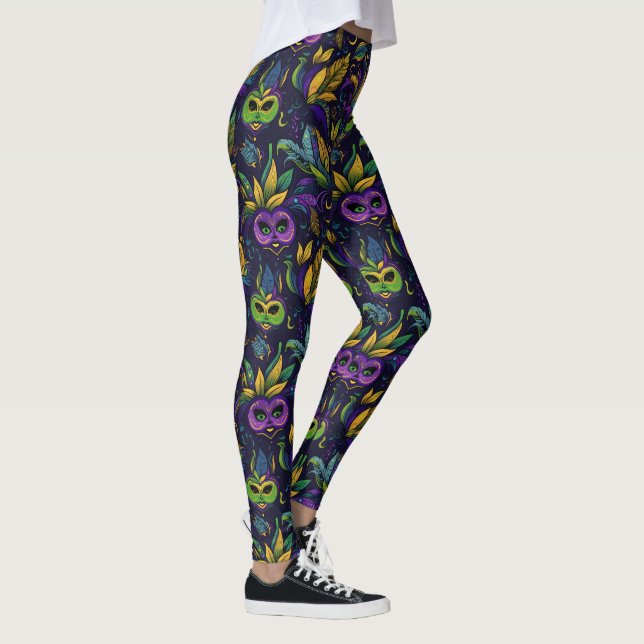 Masterpiece Mardi Gras Masks pattern Leggings (Right)