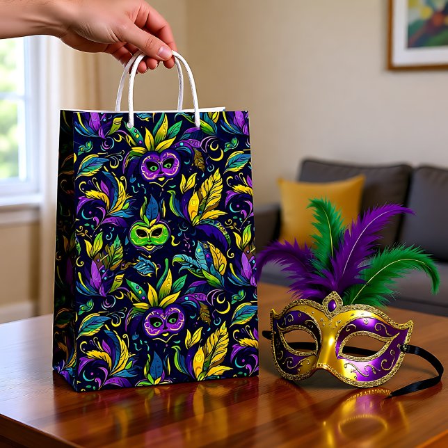 Masterpiece Mardi Gras Masks pattern Medium Gift Bag (Masterpiece Mardi Gras Masks pattern Medium Gift Bag
)