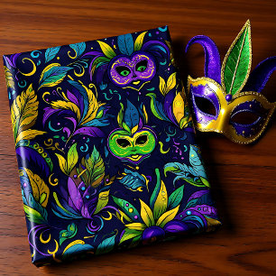 Masterpiece Mardi Gras Masks pattern Wrapping Paper