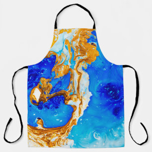 Masterpiece of designing art. Golden and blue pain Apron