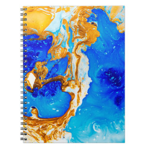 Masterpiece of designing art. Golden and blue pain Notebook