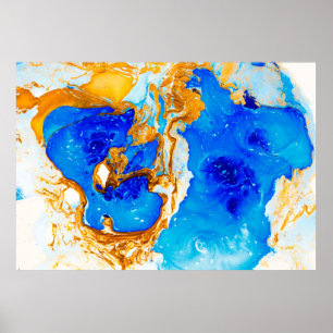 Masterpiece of designing art. Golden and blue pain Poster
