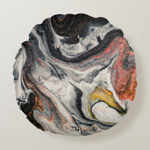 Masterpiece of designing art. Swirls of marble and Round Cushion