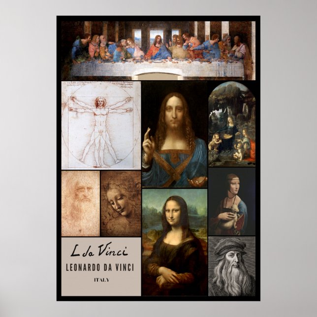 Masterpieces of Leonardo da Vinci Poster Set (Front)