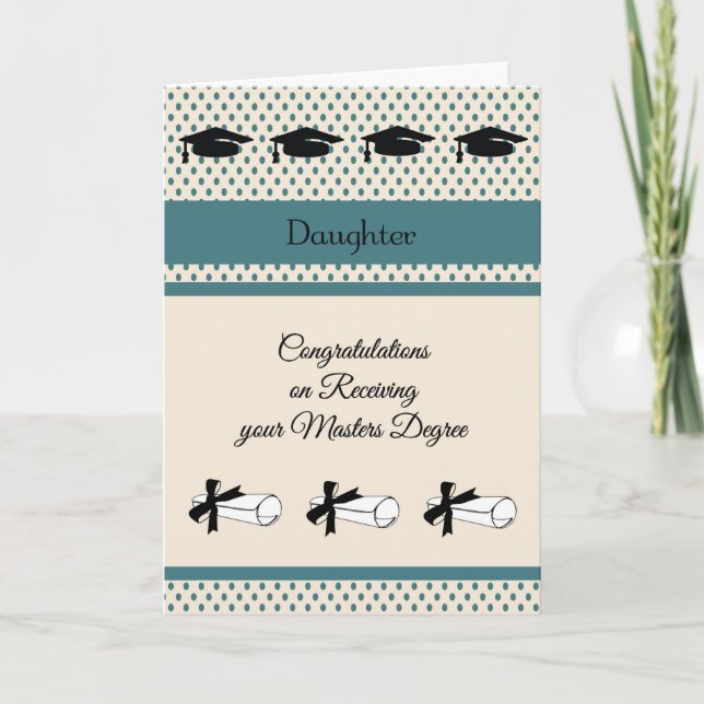 Masters Degree Card for Daughter with Polka Dots (Front)