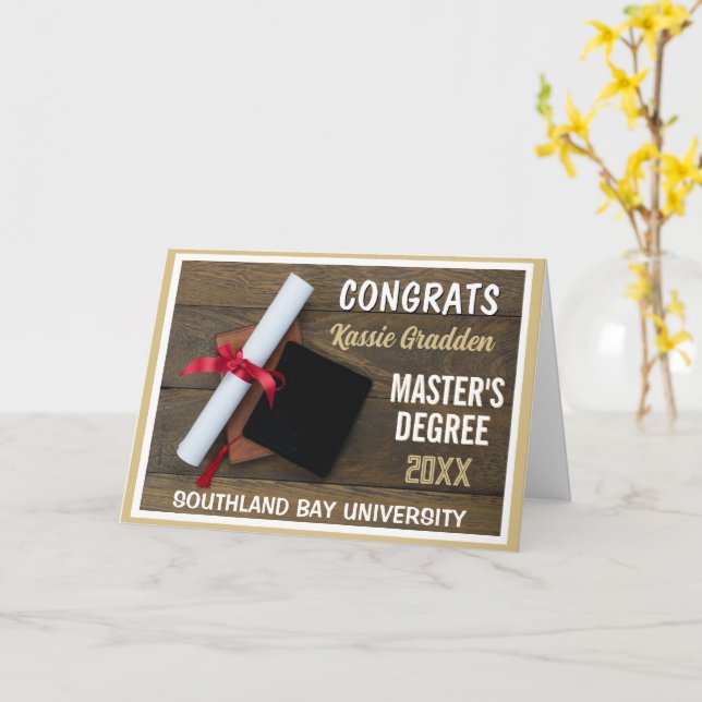 Master's Degree! Congrats Grad CUSTOM  Card (Yellow Flower)