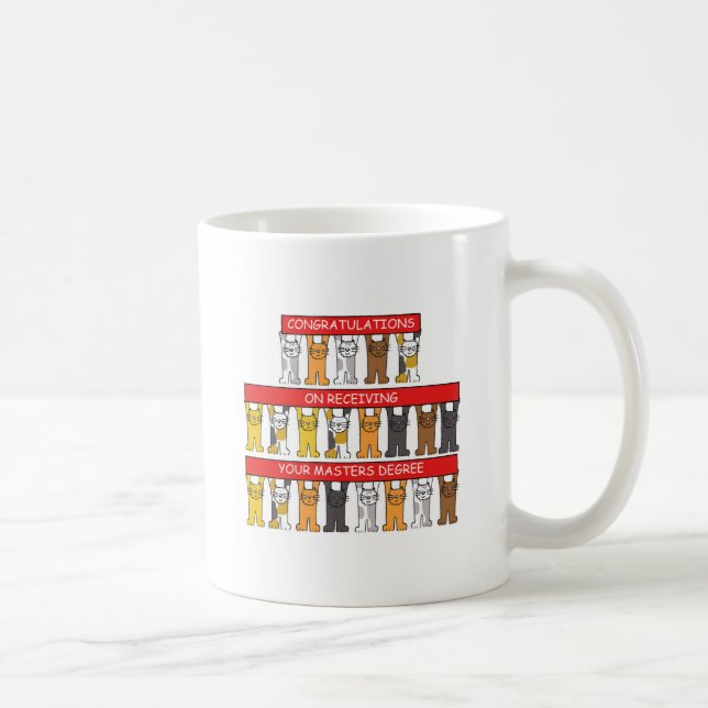 Masters Degree Congratulations Cartoon Cats Coffee Mug (Right)