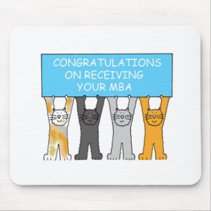 Masters Degree Congratulations Cartoon Cats Mouse Mat