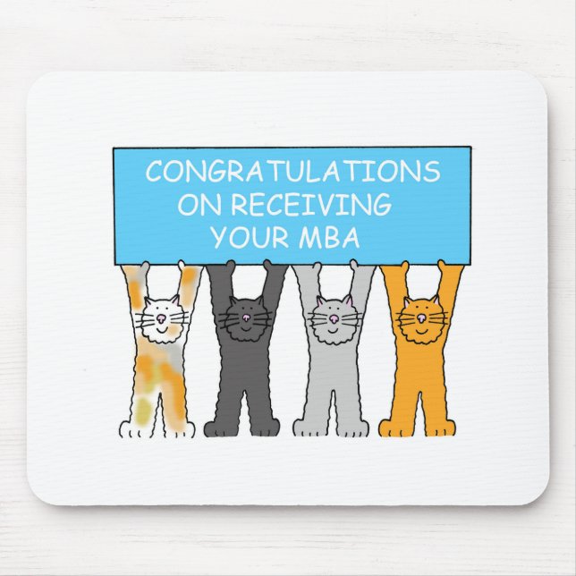 Masters Degree Congratulations Cartoon Cats Mouse Mat (Front)